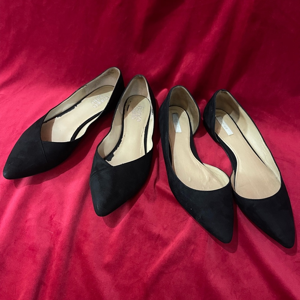 A bundle of  2 pairs of Black suede pointed toe flats ,  H&M and Franco Sarto 10